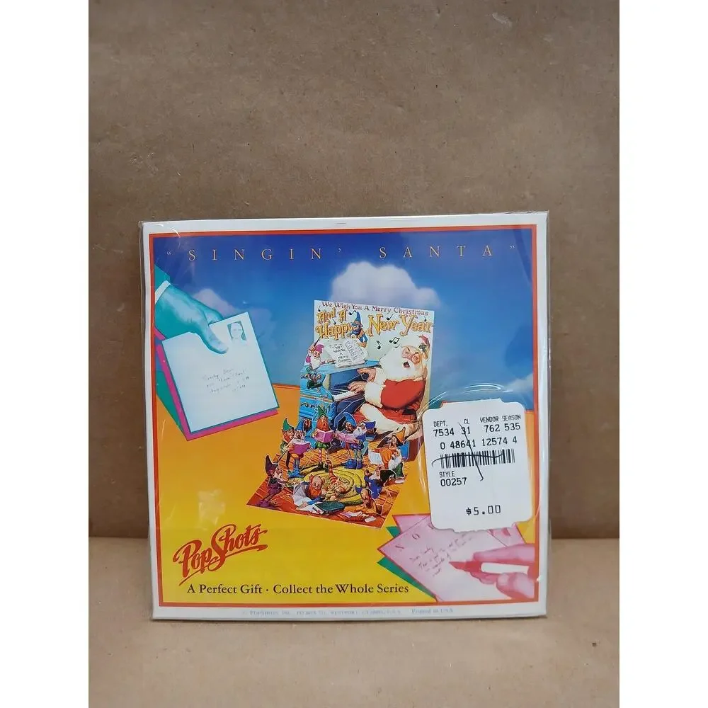 Vintage PopShots Singin' Santa Pop Up Card Christmas Holiday CPS-257 USA New